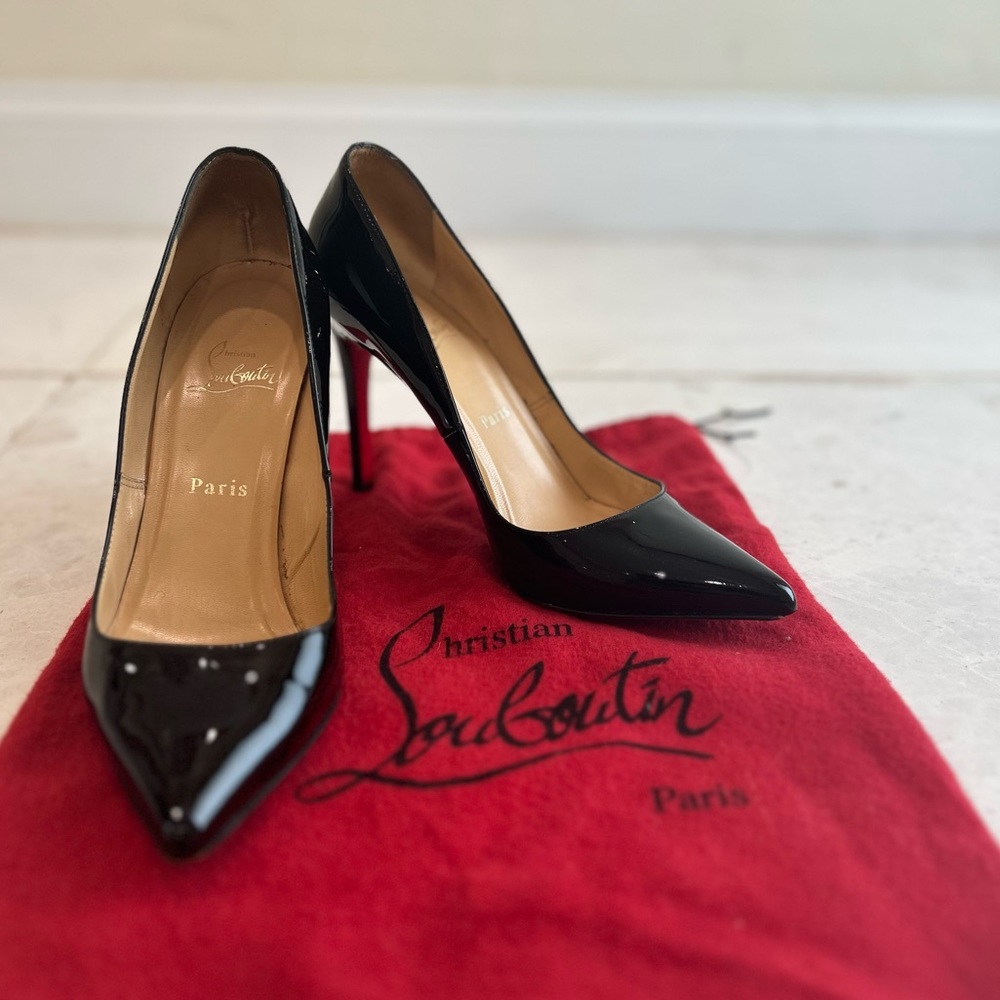 Christian Louboutin Pigalle Follies black patent leather 100mm stilettos